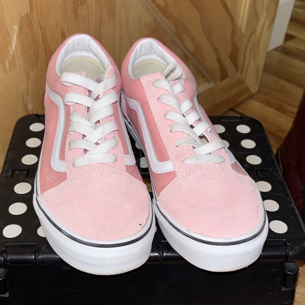 Vans Pink and White Lace-Up Sneakers